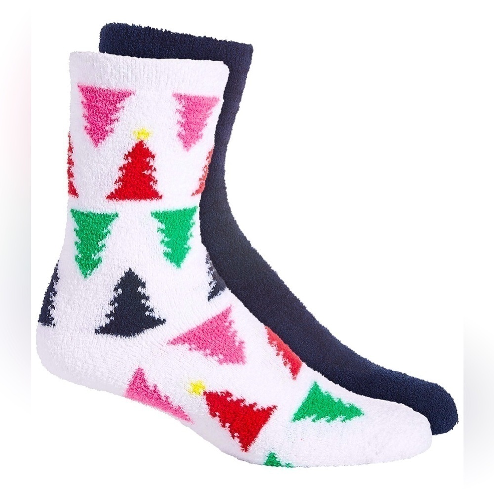 NWT 2 pair Charter Club Christmas Tree Theme‎ Socks Shoe Size 6-10